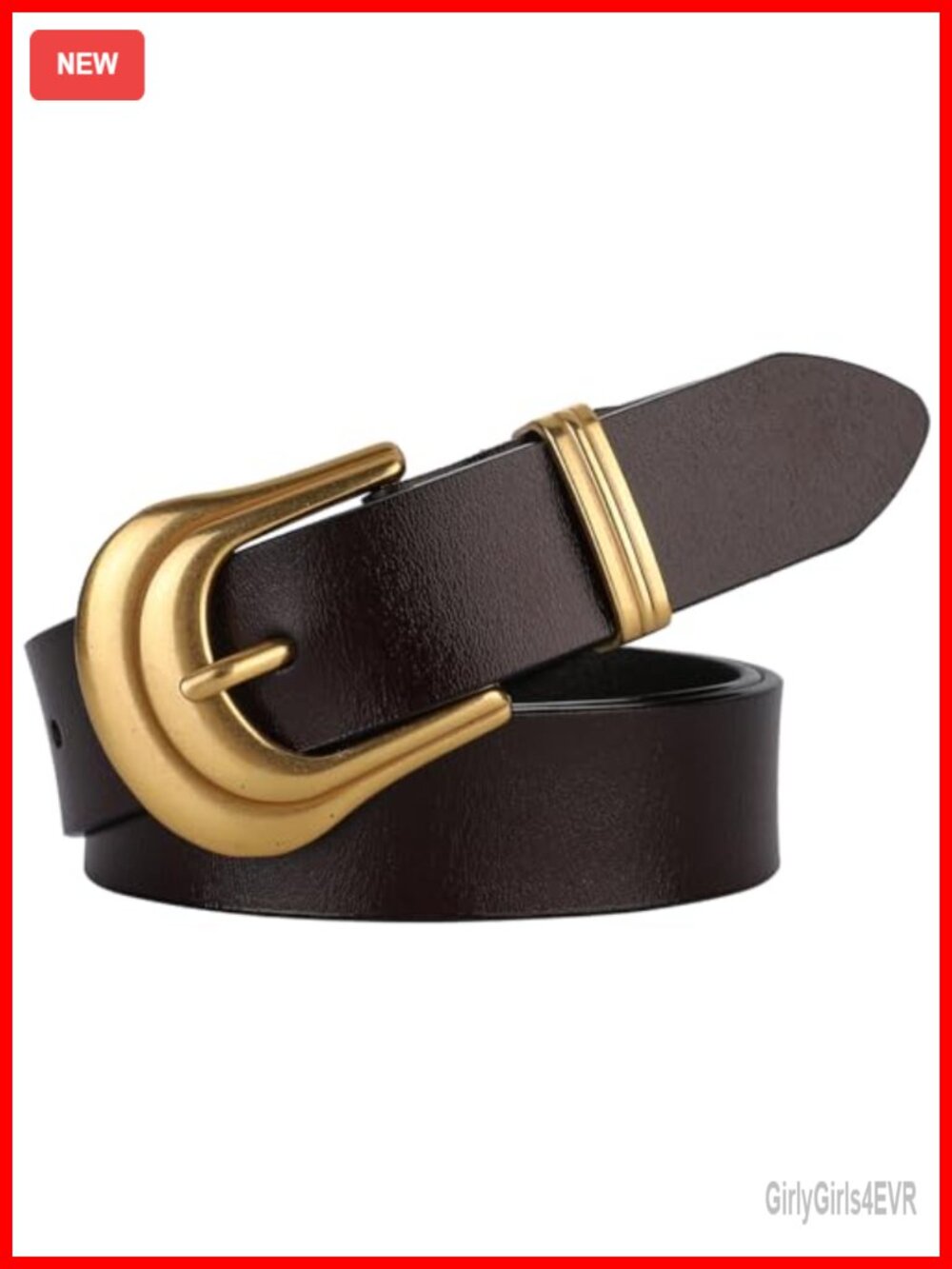 Women's Western Belt Genuine Leather Silver Gold Buckle